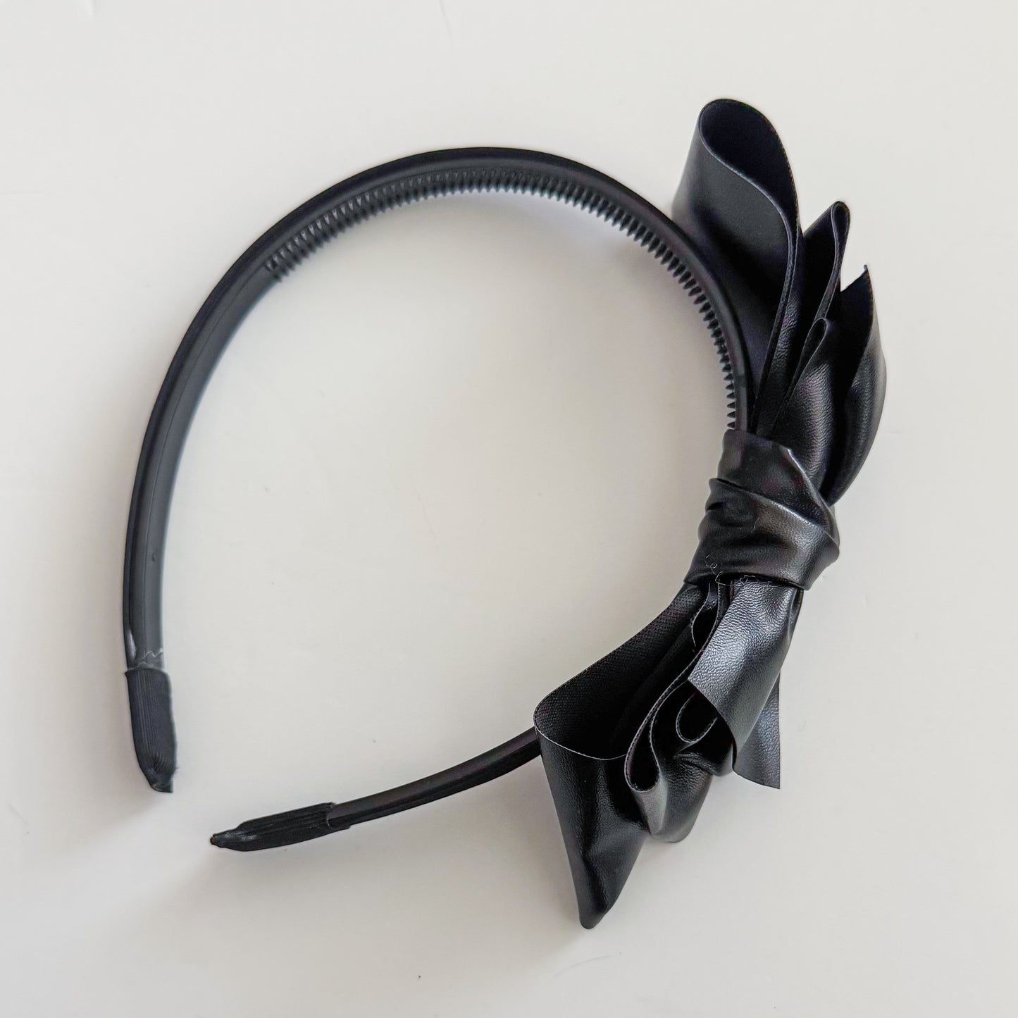 black leather bow headband