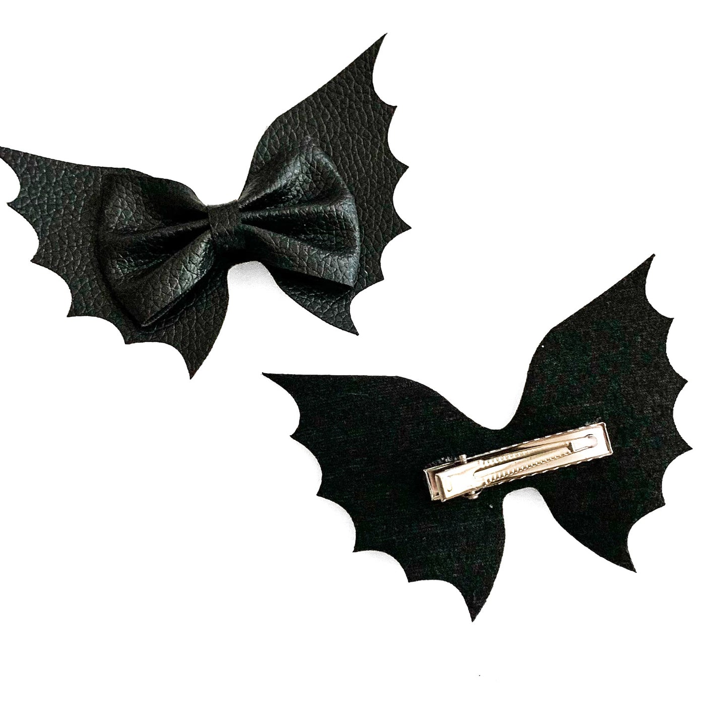 black leather bat clips (2)