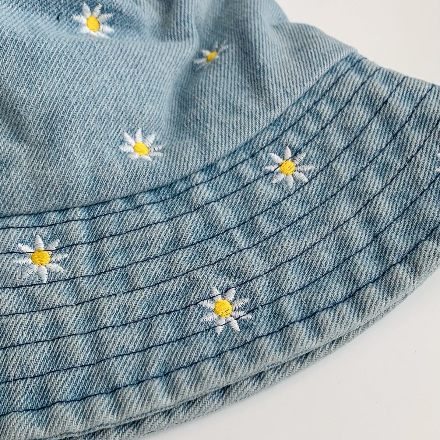 denim + daisy bucket hat