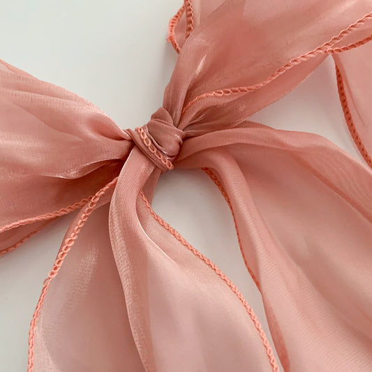 peachy pink long bow