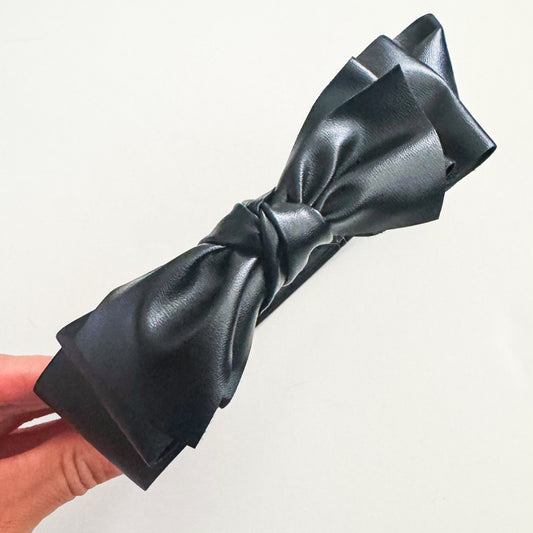 black leather bow headband