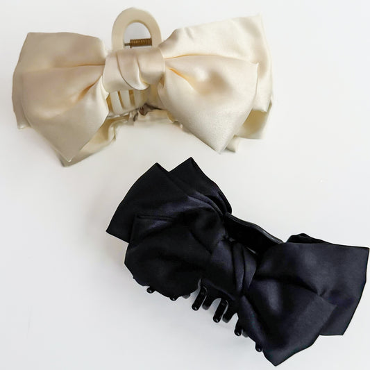 satin bow claw clips