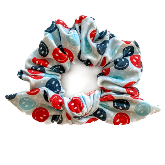 patriotic smiley top knot scrunchie